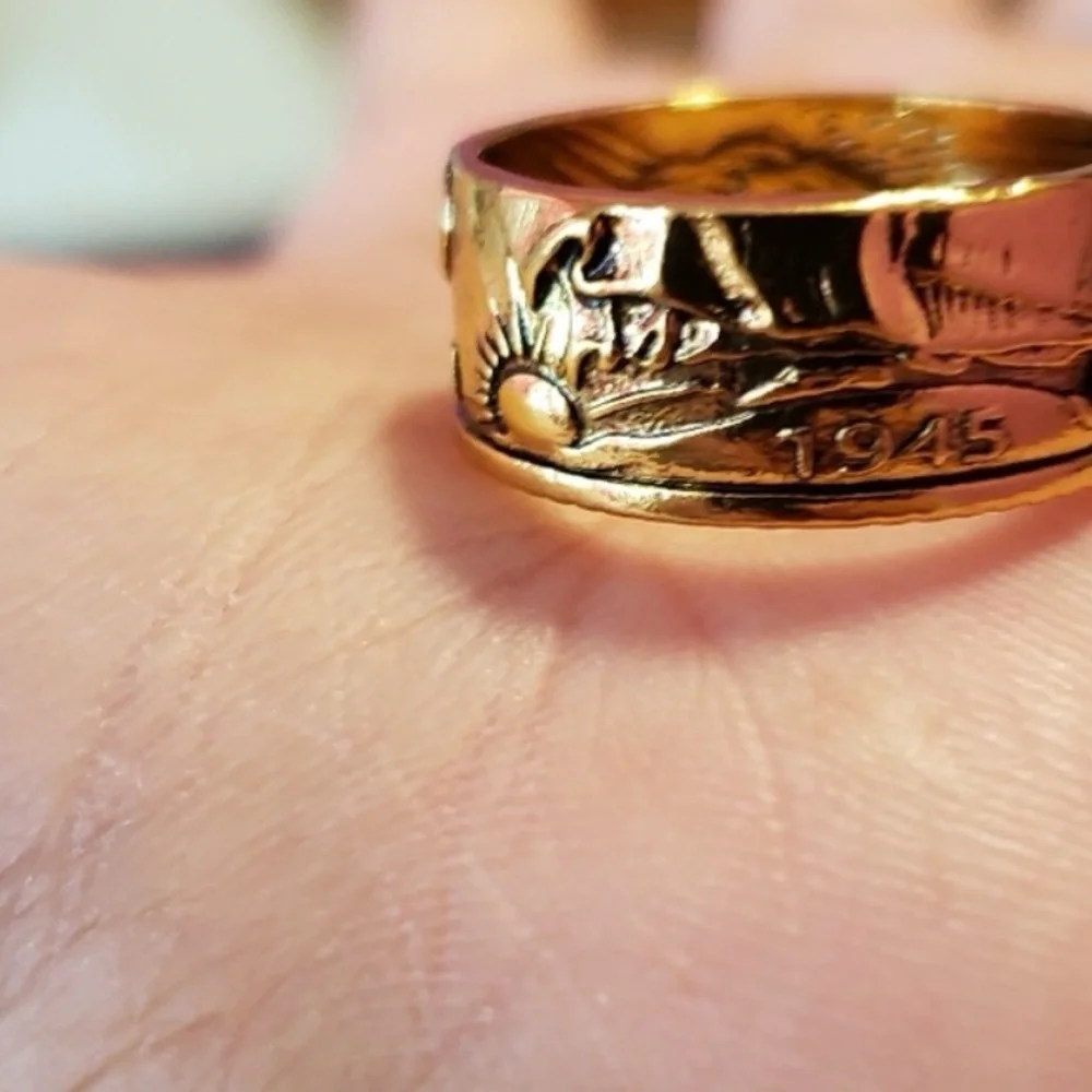 Brand New Vintage Golden Half Dollar Coin Ring